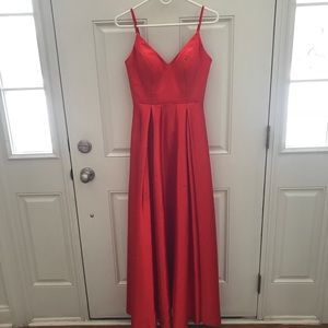 Red long prom dress